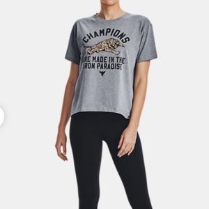 Women's Project Rock Iron Heavyweight Short Sleeve under ARMOUR